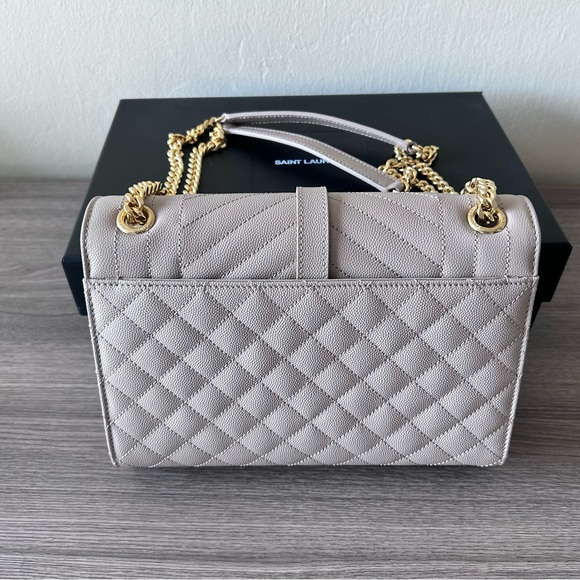 🔥YSL ENVELOPE MEDIUM IN QUILTED GRAIN DE POUDRE EMBOSSED LEATHER - Picture 9 of 16